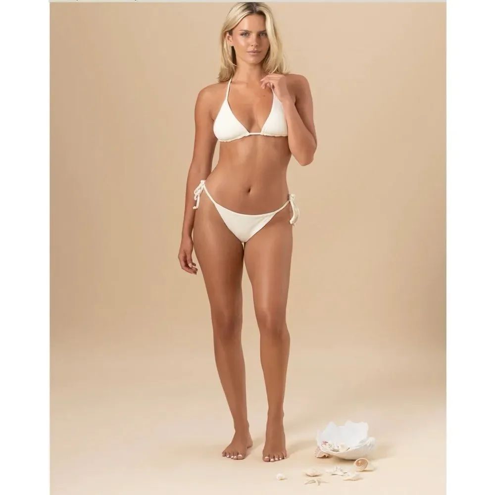 Bromelia GABRIELA TRIANGLE TOP Bikini Set in Coconut Ribbed Size S